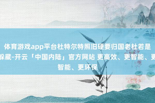 体育游戏app平台杜特尔特照旧硬要归国老杜若是选拔躲藏-开云「中国内陆」官方网站 更高效、更智能、更环保