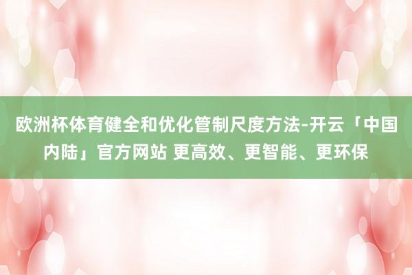欧洲杯体育健全和优化管制尺度方法-开云「中国内陆」官方网站 更高效、更智能、更环保