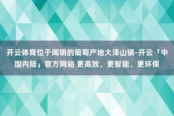 开云体育位于闻明的葡萄产地大泽山镇-开云「中国内陆」官方网站 更高效、更智能、更环保