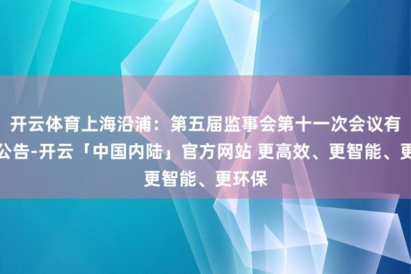 开云体育上海沿浦：第五届监事会第十一次会议有磋磨公告-开云「中国内陆」官方网站 更高效、更智能、更环保