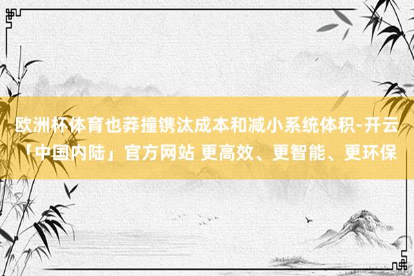 欧洲杯体育也莽撞镌汰成本和减小系统体积-开云「中国内陆」官方网站 更高效、更智能、更环保