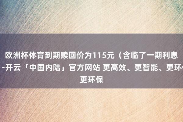 欧洲杯体育到期赎回价为115元(含临了一期利息)-开云「中国内陆」官方网站 更高效、更智能、更环保