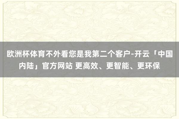 欧洲杯体育不外看您是我第二个客户-开云「中国内陆」官方网站 更高效、更智能、更环保